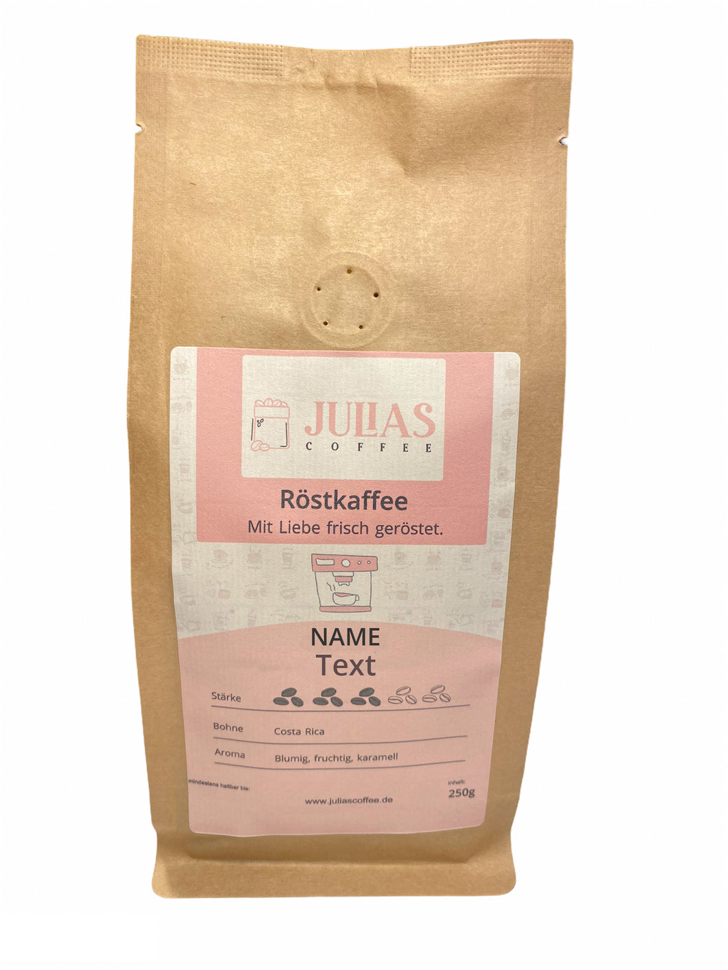 Röstkaffee als Geburtstagsgeschenk Label